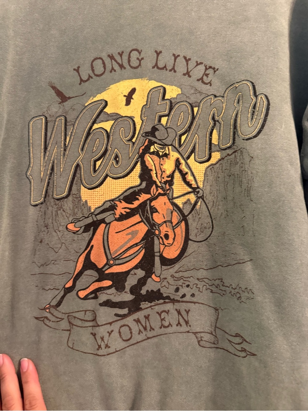 Zutter Brand Sage Green 'Western' Graphic Sweatshirt - Picture 2 of 4